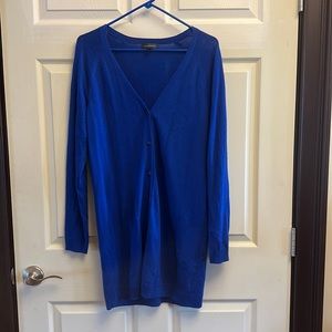 The Limited Cobalt Blue Tunic Length Button Front Cardigan- size M